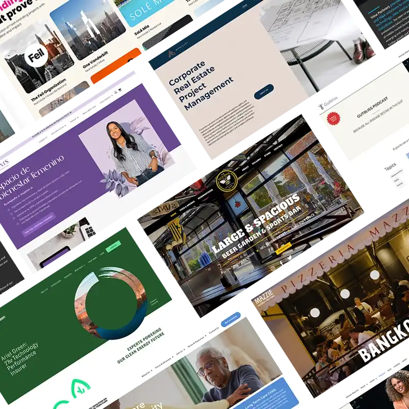 Collage of home pages of Gridd Clients
